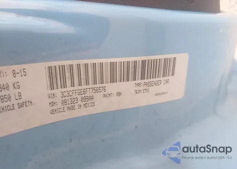 2015 Fiat 500E Battery Electric из США, поврежденный, VIN 3C3CFFGE6FT756576